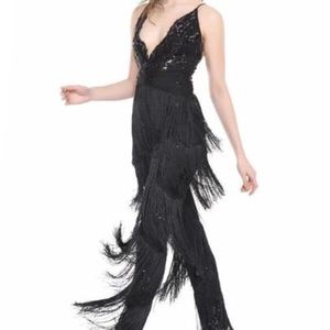 Black fringe jumpsuit